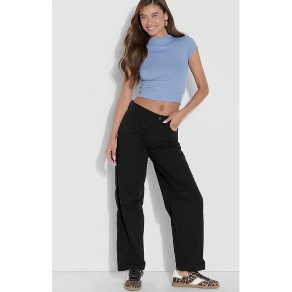 wild fable Pants - Wild Fable Womens Low Rise Cotton Pocket Relaxed Carpenter Pants in Black Size 6